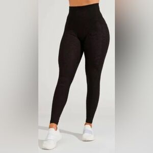 BuffBunny Black High-Waisted Flower Power embossed leggings